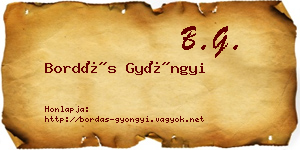 Bordás Gyöngyi névjegykártya